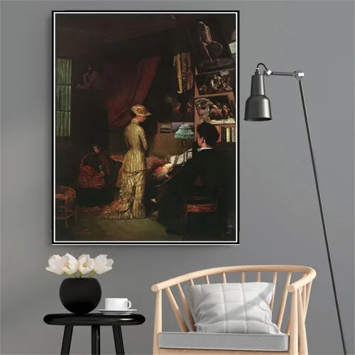 Vista 2 de Pintura por números para adultos Kits O Modelo Pintura por José Ferraz De Almeida Junior Arts Craft para decoración de pared del hogar