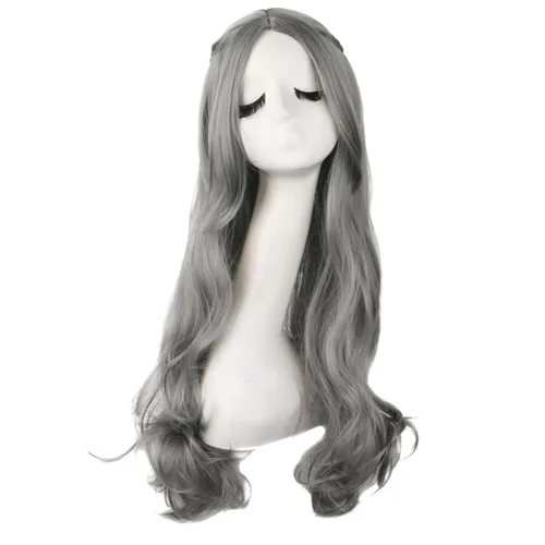 Vista 8 de MapofBeauty 20 pulgadas/19.7 in doble cola recta pelo Cosplay pelucas (azul marino)