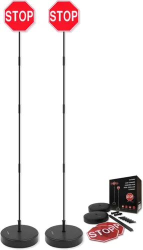Vista 8 de SECURITYMAN Señal de parada LED para asistencia de estacionamiento de garaje [base mejorada] – Señal grande de 7 pulgadas, LED rojo brillante