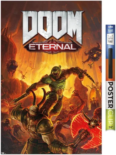 Vista 17 de Trends International Doom Eternal - Póster de pared Marauder, 22.4 pulgadas de largo x 14.7 pulgadas, versión enmarcada en madera de granero