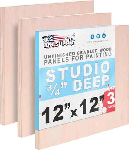Vista 11 de U.S. Art Supply Paneles redondos de madera de abedul de 6 pulgadas sin terminar para pintura, lienzo de madera, paquete de 4 unidades de 3/4