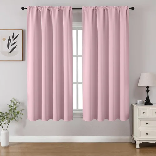 Vista 65 de CUCRAF - Cortinas opacas beige de 45 pulgadas, juego de 2 paneles con bolsillo para barra, cortinas para oscurecer dormitorios y sala de estar