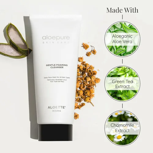 Vista 3 de Aloette Limpiador facial de espuma suave, lavado facial hidratante para mujeres y hombres, limpiador facial rejuvenece y repone la humedad natural