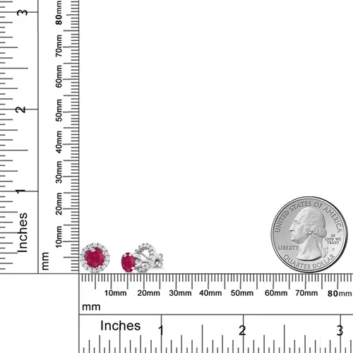 Vista 138 de Gem Stone King Aretes redondos de plata de ley 925 de 0.236 in con piedra natal extraíble para mujer