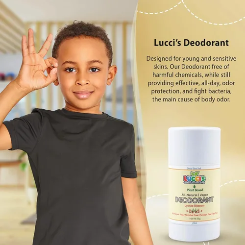 Vista 6 de Lucci's Childrens Grooming Supply Desodorante infantil para niñas y niños – Desodorante vegano y a base de plantas para niños – Natural sin OMG sin