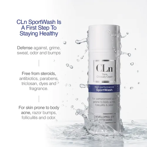 Vista 5 de CLn® SportWash - Gel de baño deportivo de alto rendimiento, para hombres y mujeres propensos a olores corporales, olor de pies, tiña, foliculitis