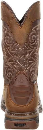 Vista 3 de ROCKY Botas occidentales impermeables con punta compuesta de calavera de hierro, Chocolate Marrón Medio