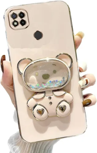 Vista 80 de Miagon Bear - Funda con soporte para espejo para Xiaomi Redmi A1, Quicksand Glitter Electroplated Soft TPU Protector Slim a prueba de golpes
