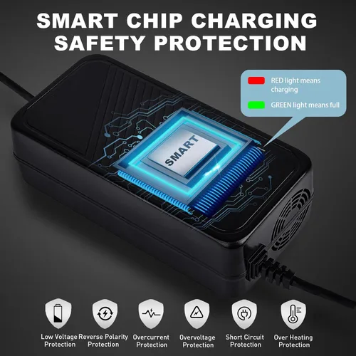 Vista 5 de Cargador de 42V 2A, cargador de batería de 36V para batería 10S Ebike, carga rápida eficiente, protección de seguridad múltiple, cargador rápido
