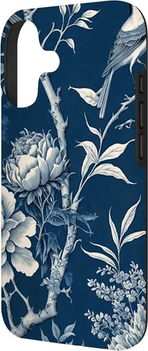 Vista 2 de Chinoiserie Floral Toile Blue and White Funda para iPhone 17