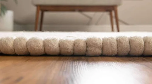 Vista 4 de Unique Loom Felt Ball Collection - Alfombra de área (8 x 10 pies, rectangular, marfil)
