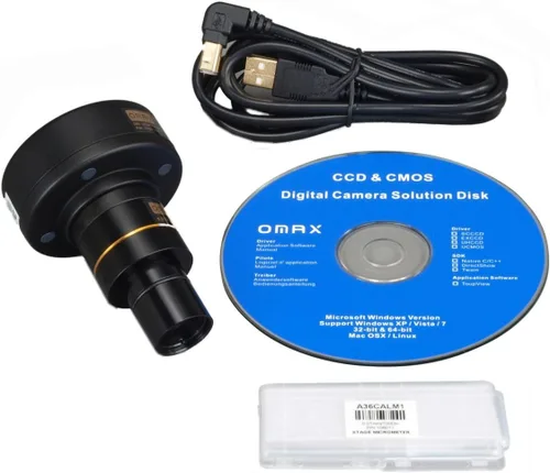 Vista 4 de OMAX Microscopio reemplazable trinocular compuesto 40X-2000X LED con cámara USB 9MP