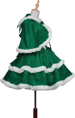 Vista 5 de ZZEQYG Vestidos de Navidad para mujer, color sólido, a la moda, cálido, vestido halter con capa