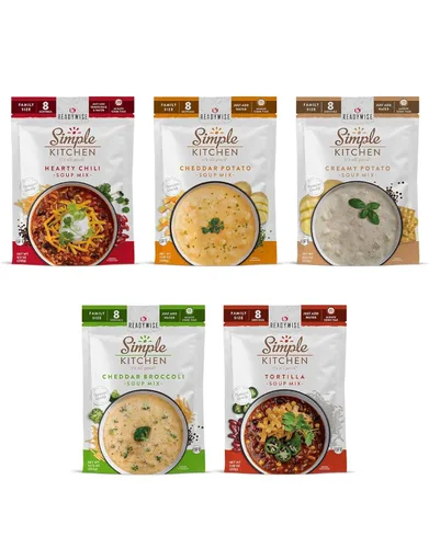 Vista 9 de READYWISE - Cocina simple, favoritos de sopa, paquete variado, 8 porciones por bolsa, mezcla de sopa, tamaño familiar, MRE, alimentos liofilizados