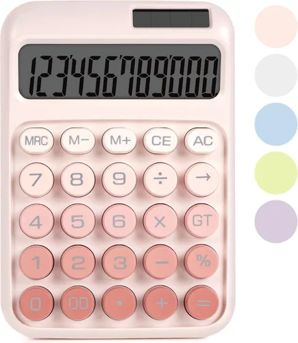 Vista 10 de Calculadora de interruptor mecánico con botones grandes, calculadoras de escritorio, 12 dígitos, energía de batería solar, calculadora