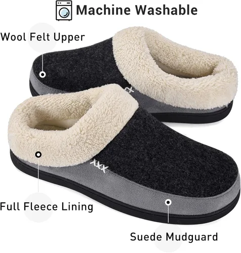 Vista 3 de Vonmay - Pantuflas de lana suave con plantilla de memory foam acolchada para usar dentro o fuera de casa