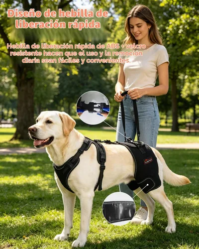 Vista 9 de Soporte de cadera para perro, ajustable, para displasia de cadera, talla L Negro