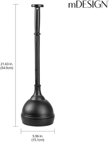 Vista 3 de mDesign Hyde Collection - Juego de émbolo de inodoro de plástico con tapa de elevación y bloqueo, soporte de almacenamiento independiente compacto