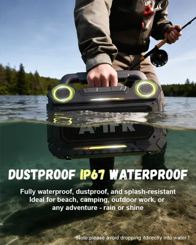 Vista 6 de Altavoz Bluetooth para exteriores AFIFR 160W: IP67 impermeable, 24H, TWS Negro