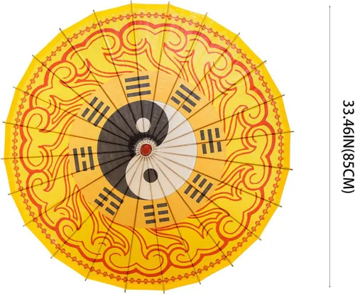 Vista 4 de THY COLLECTIBLES Paraguas de papel engrasado chino hecho a prueba de lluvia 33 Yin Yang Ba Gua
