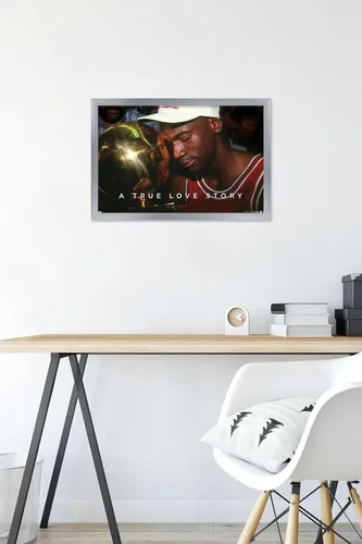 Vista 36 de Michael Jordan - Póster de pared A True Love Story, 22.4 pulgadas de largo x 14.7 pulgadas de ancho, versión enmarcada de madera de granero
