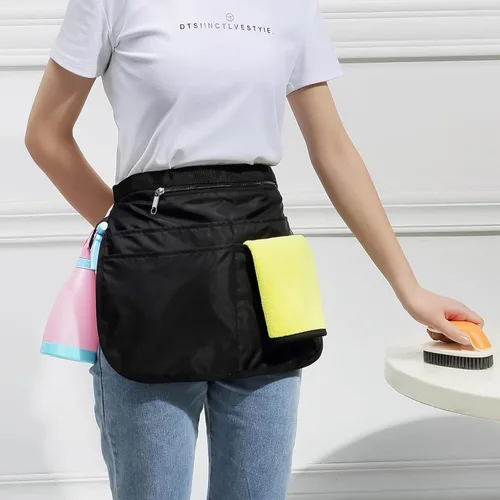 Vista 3 de Bafelia Delantal Organizador de Limpieza de Tamaño Pequeño para Mujeres con 5 Bolsillos, Suministros de Limpieza Profesionales Impermeables