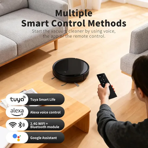 Vista 8 de Livvi Combo de robot aspirador y trapeador - Robot aspirador 2 en 1 de 3500 pa con WiFi/Aplicación/Voz, 120 minutos de tiempo de funcionamiento