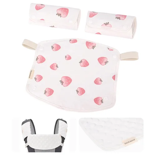 Vista 14 de Bebamour Babero reversible de algodón para todas las posiciones de transporte, babero blanco para niños y niñas (elefante)