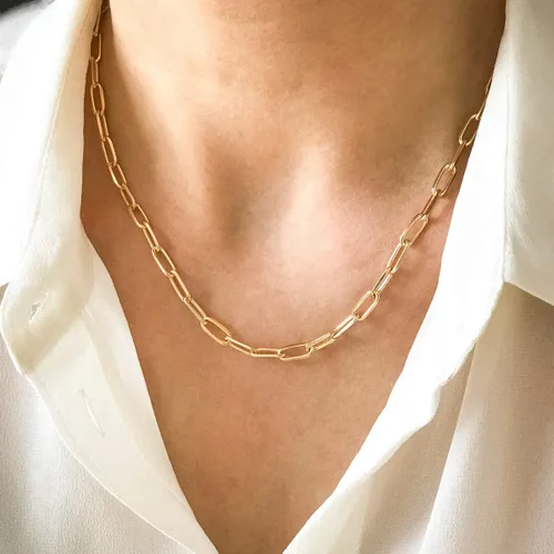 Vista 2 de BOUTIQUELOVIN - Collar de cadena de eslabones, de oro de 14 quilates, para mujeres y niñas