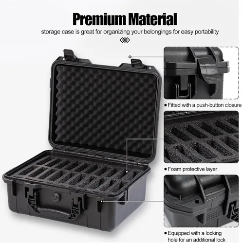 Vista 3 de Caja de disco duro 3.5 pulgadas 20 bahías Multi-protección HDD Caja de almacenamiento maleta con espuma externa de disco duro Estuche de transporte