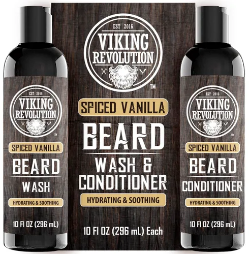 Vista 9 de Viking Revolution Lavado de Barba y Acondicionador de Barba para Hombres con Aceite de Argán y Aceite de Jojoba - Suavizante y Fortalecedor de Barba