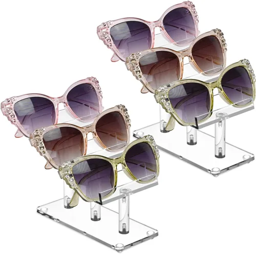 Vista 18 de MOOCA 3 Tier Premium Acrylic Eyewear Display Stand, Sunglasses Rack Holder, Sunglasses Stand, Eyewear Organizer for Eyeglasses, 5 in H 3-tier
