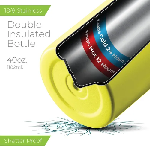 Vista 139 de SIPX™ Botella de Agua Aislada de 18 oz con 3 Tapas – Acero Inoxidable a Prueba de Fugas, Triple Aislamiento – Frío 24 Horas/Caliente 12 Horas – Negro