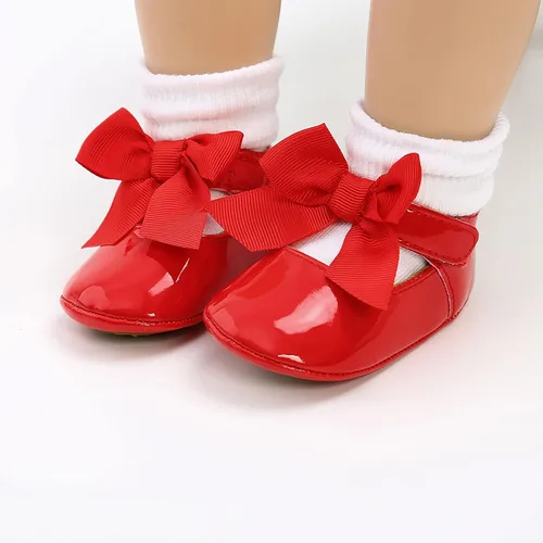Vista 3 de GAISUMMI Zapatos planos Mary Jane para bebés y niñas con lazo, suela de goma antideslizante, de piel sintética, para primeros pasos, zapatos