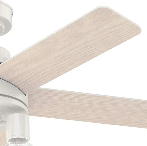Vista 4 de Hunter Fan Company, 51331, ventilador de techo Hardwick blanco fresco de 44 pulgadas con kit de luz LED y control remoto de mano