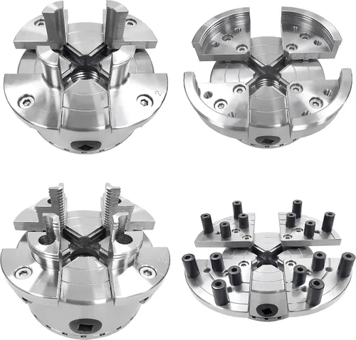 Vista 5 de NCK-3.75ZN/S1 Mandril de Torno para Madera 3-3/4" Juego de Mandril Autocentrante 1"x 8TPI Rosca Directa con tornillos prisioneros de bloqueo