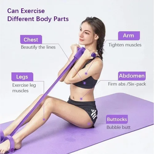 Vista 7 de 21 Bandas de Resistencia para Fitness - 4 Tubos con Pedal y Tirador de Tobillo, 2025 Nueva Banda Elástica de Pedal de Yoga para Estiramiento, Banda