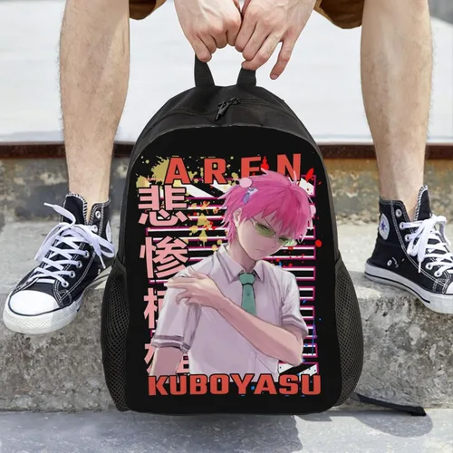 Vista 7 de Anime The Disastrous Life Of Saiki K - Mochila ligera unisex a la moda, casual, bolsa de viaje, Negro -, Mochilas de mochila