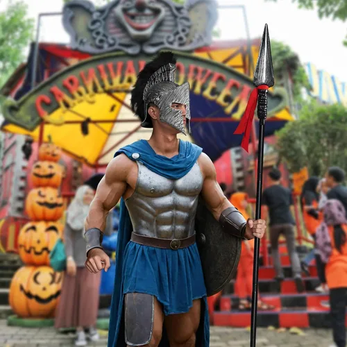 Vista 6 de Servllcell Casco medieval de caballero romano, casco de gladiador espartano griego de plástico, accesorios de disfraz medieval, sombrero de Halloween