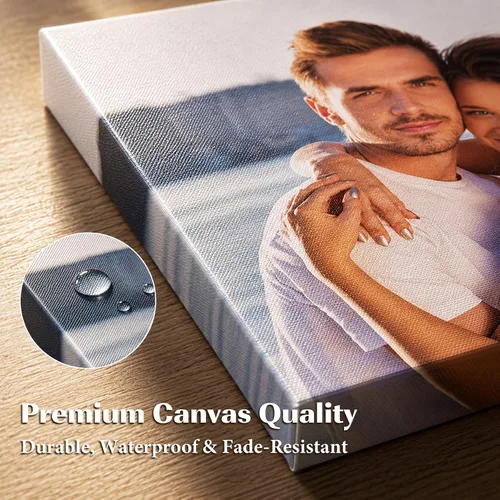 Vista 3 de Lienzo de foto personalizable con impresión y marco flotante profundo - Arte de pared envuelto en galería personalizada de tu imagen - Opciones