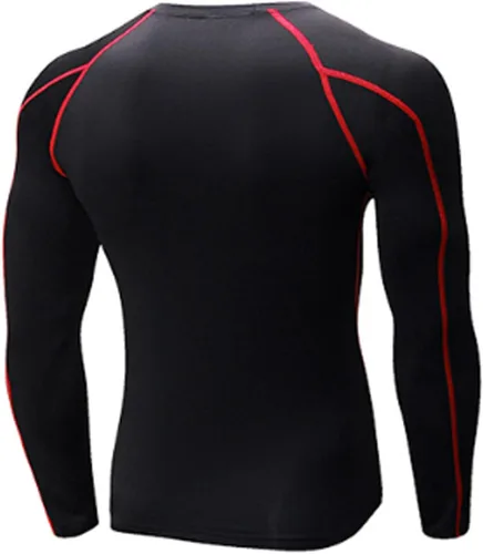 Vista 2 de Camiseta de compresión para hombre, de manga larga, atlética, para entrenamiento, camiseta deportiva activa, camiseta interior de ajuste seco
