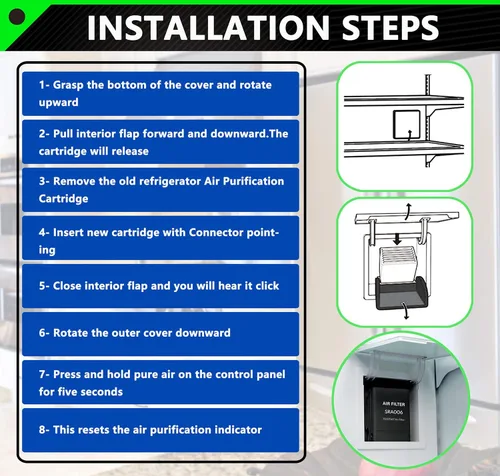 Vista 5 de Cartucho de purificación de aire para refrigerador 7042798-7007067 actualizado, repuesto para filtro de aire de refrigerador 7007076 (paquete de 2)