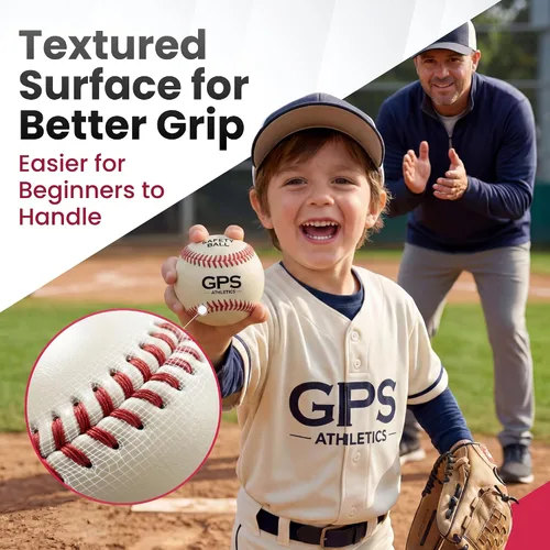Vista 7 de GPS Athletics - Pelotas de béisbol suaves para niños, pelotas de béisbol de entrenamiento de seguridad de bajo impacto para práctica de béisbol