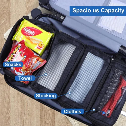 Vista 5 de Organizador de maleta, organizador de equipaje de viaje, estantes de viaje colgantes portátiles, cubos de embalaje plegables para llevar en la maleta
