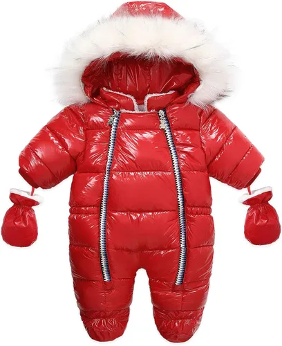 Vista 5 de TBUIALL Infant Baby Girl Boy Warm Winter Snowsuit Jacket Clothes Zipper Thick Jumpsuit Hooded Snow Wear Coat Ski