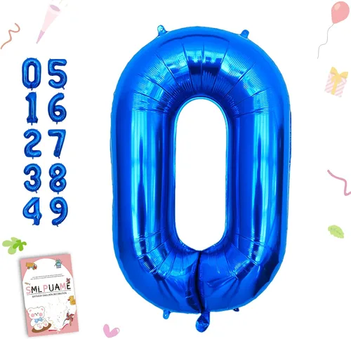 Vista 100 de Globos grandes de 40 pulgadas de números del 0 al 9, globos numéricos para decoración de fiesta de cumpleaños, globos de helio de aluminio