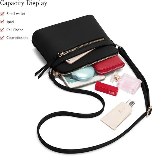 Vista 4 de LA TERRE Bolsa pequeña cruzada, bolsa de hombro estilo cúpula con bolsillo con cremallera y correa ajustable