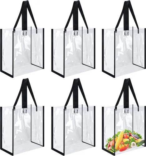 Vista 8 de 12 x 12 x 6 pulgadas, bolsas de plástico de PVC transparente con asas para trabajo, playa, almuerzo, deportes, conciertos