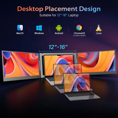 Vista 3 de QQH - Extensor de pantalla para laptop, 15.6" 1080P Ultra-Slim Laptop