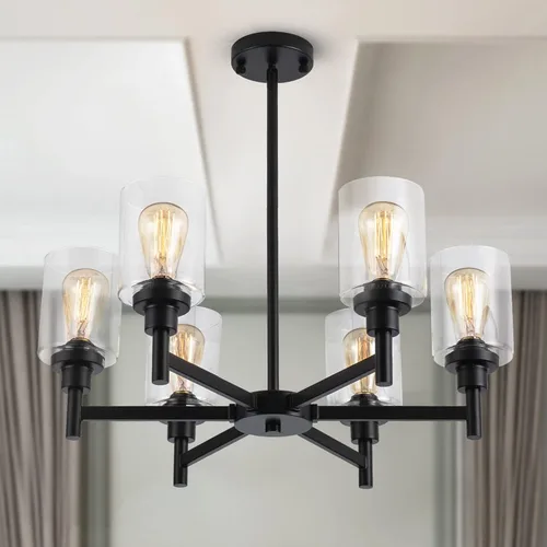 Vista 15 de Candelabros rústicos de madera falsa de 3 luces para comedor con cubierta de vidrio transparente